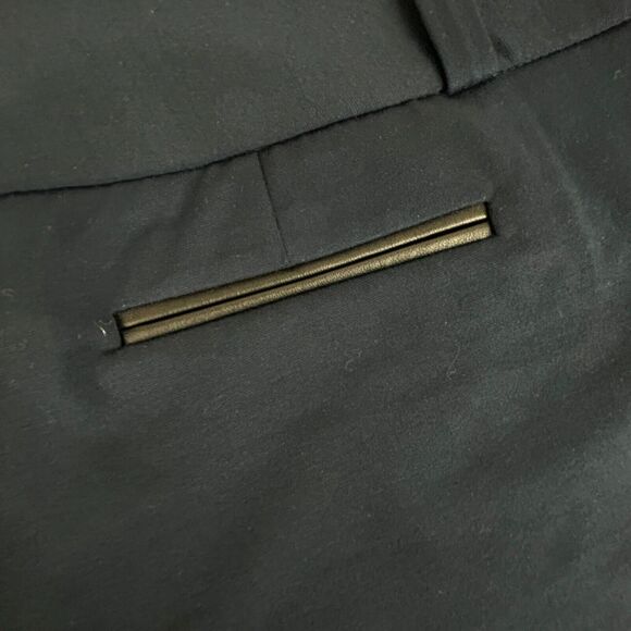 Alfani Blue Ponte Dress Pants with Slimming Panel + Faux Leather Trim Sz 14 NEW - Picture 3 of 5